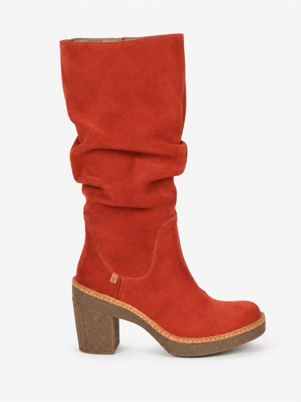 El Naturalista Caldera Red Suede Slouch Boots EU 37 / US 7 | 70s Block Heel